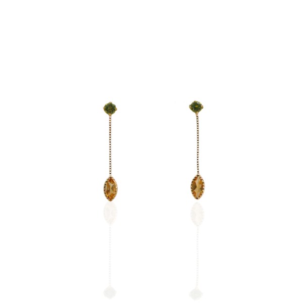 18K Gold Gem Dangling Earring v2
