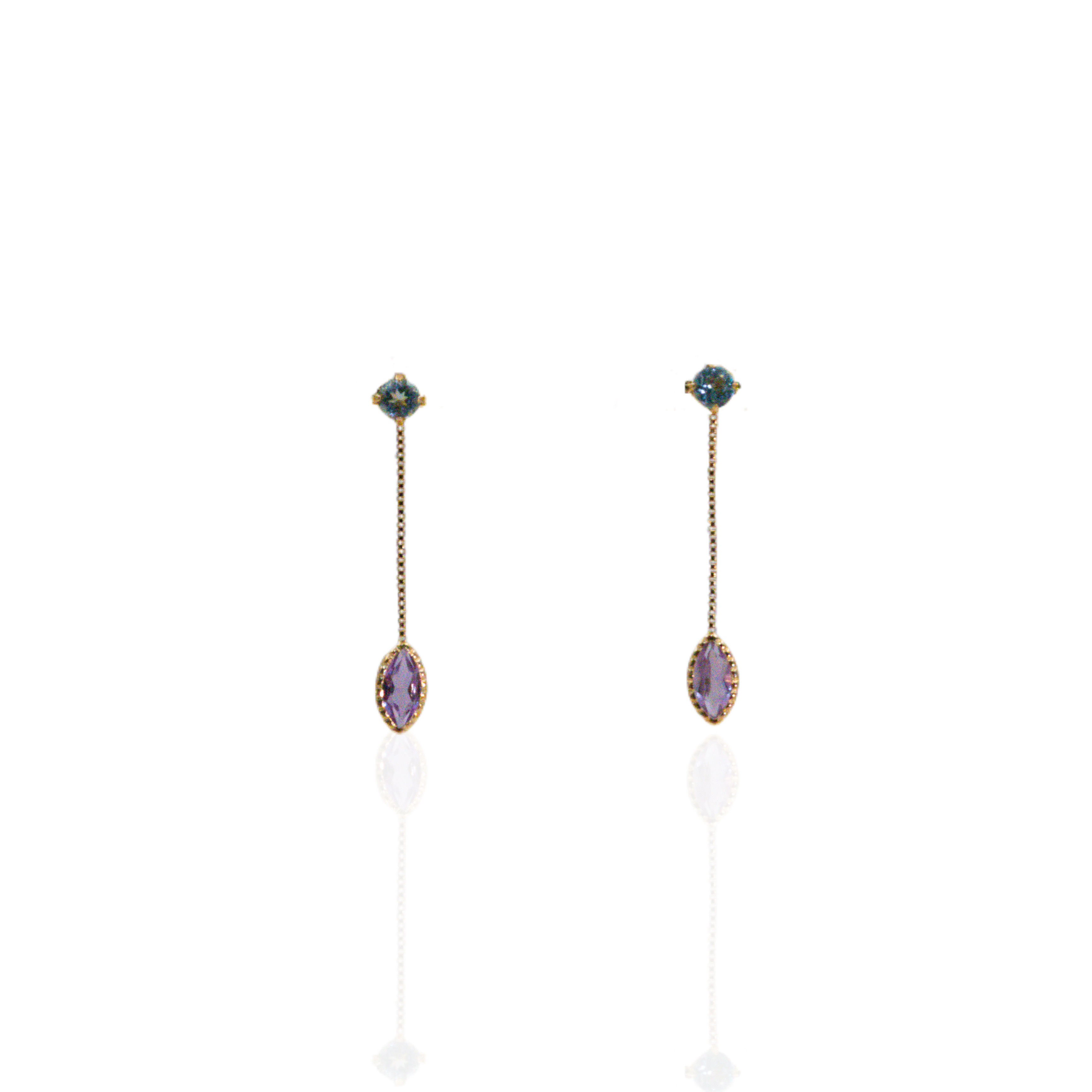 18K Gold Gem Dangling Earring