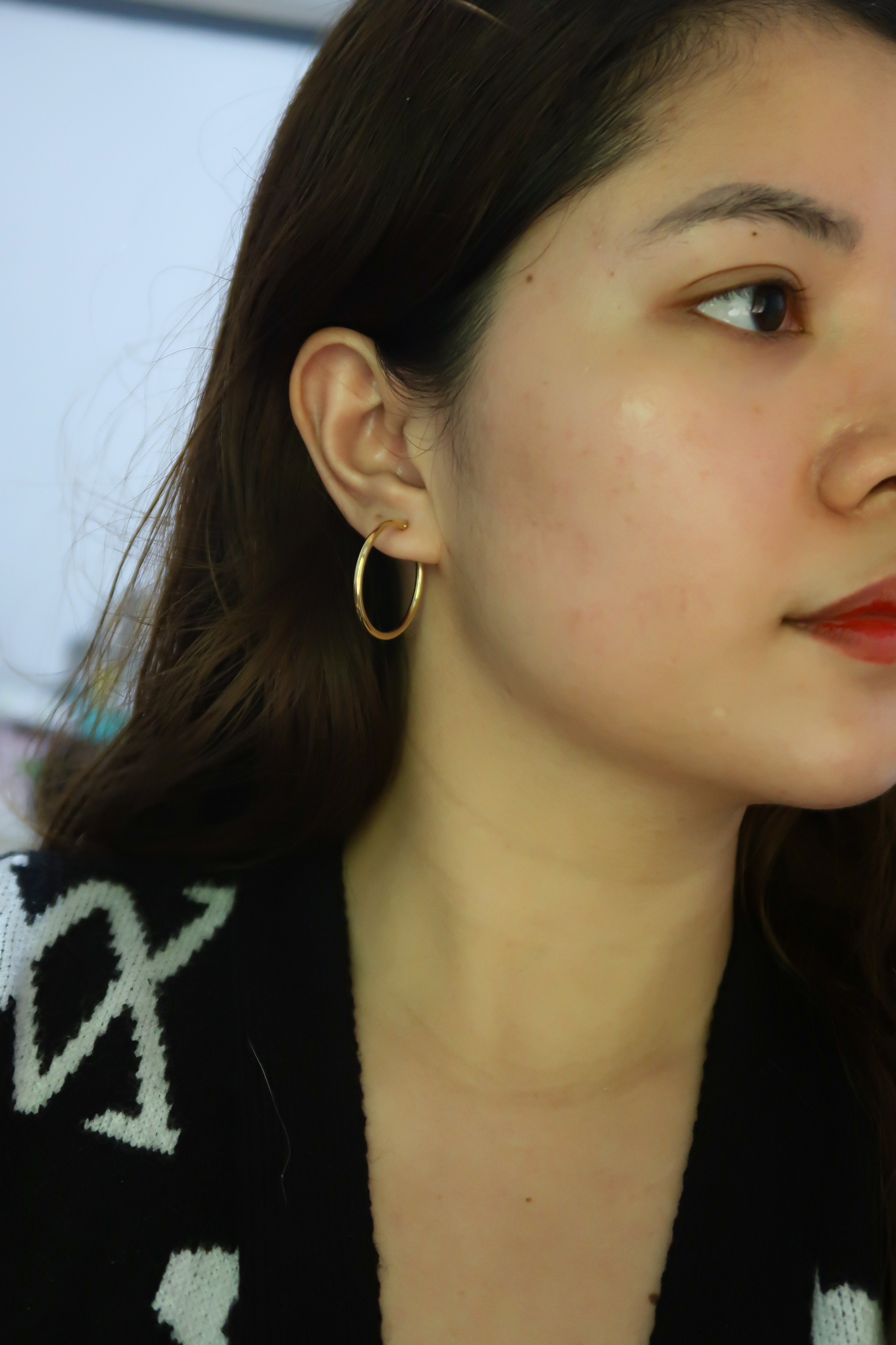 18K Gold Plain Loop Earring (Large)