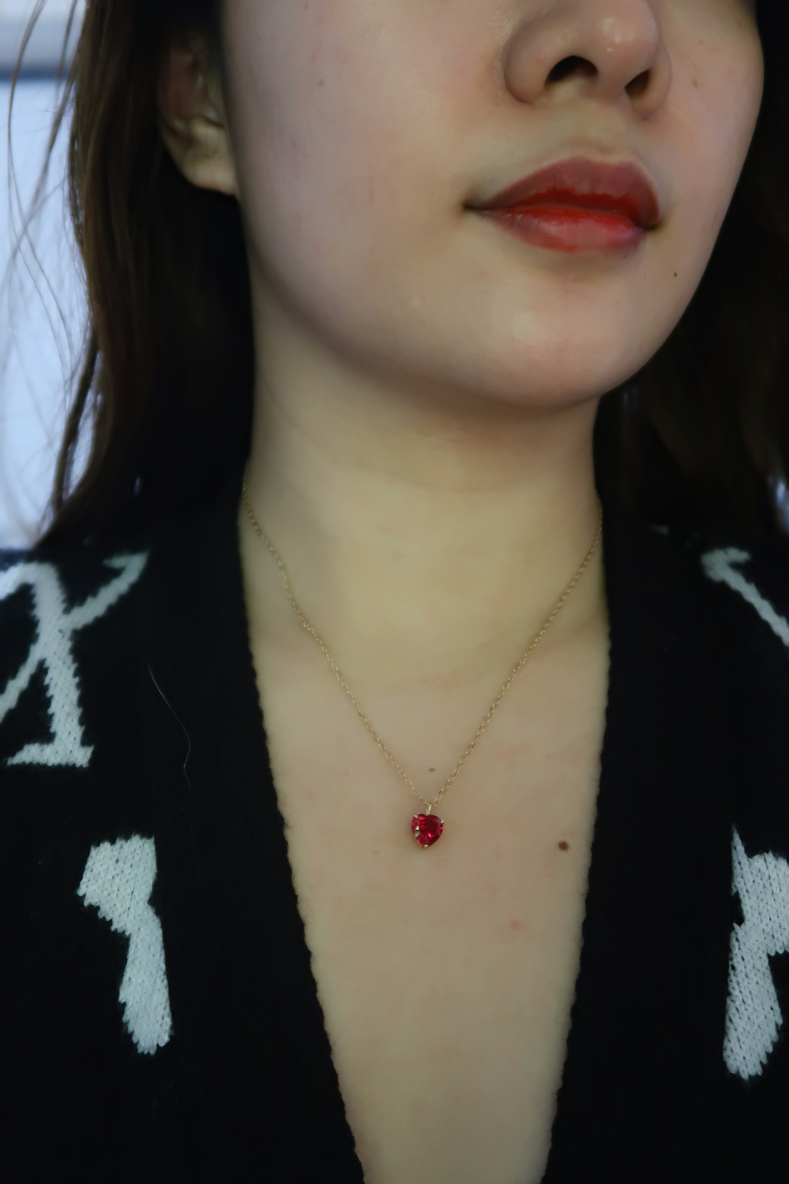 18K Gold Ruby Heart Necklace