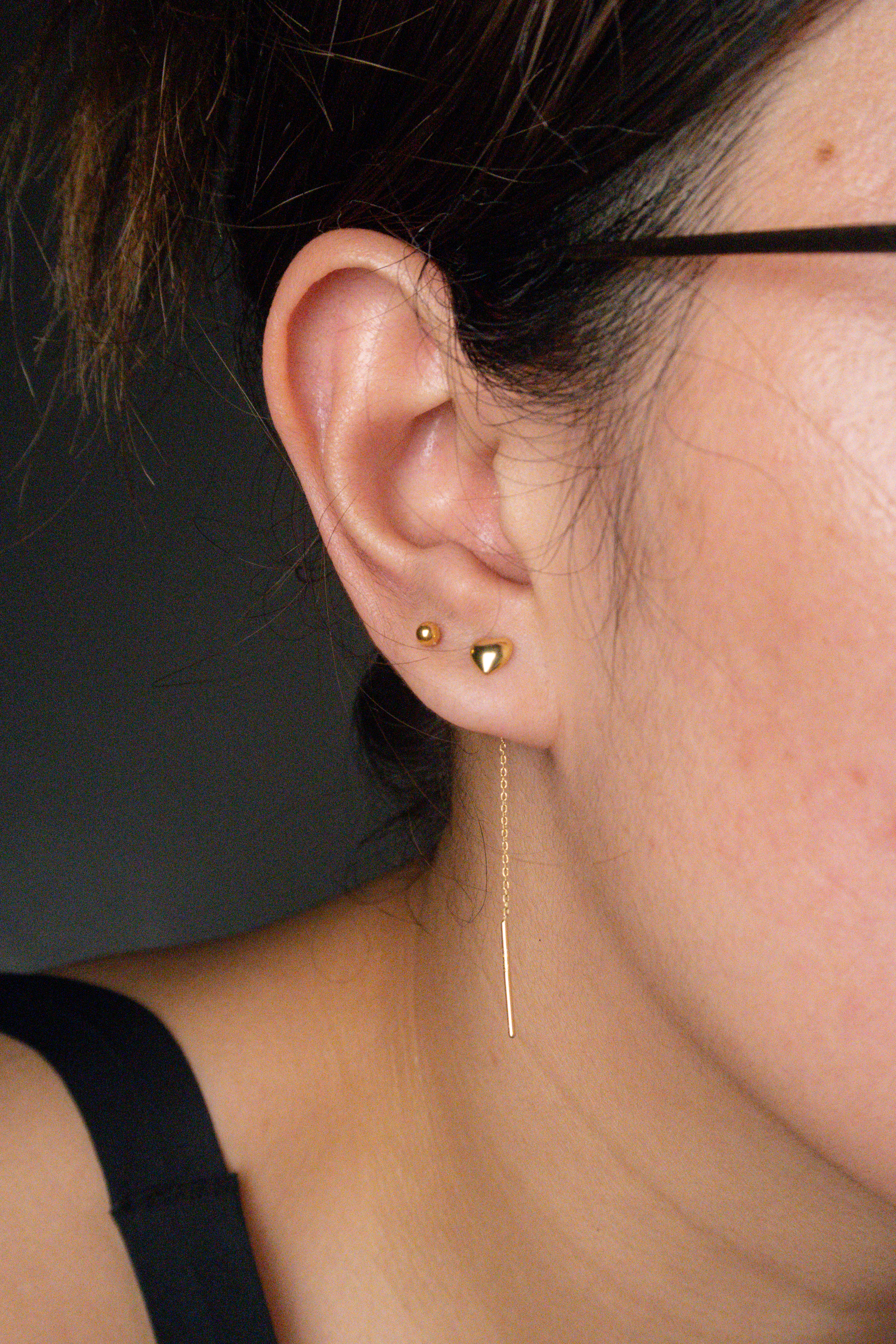 18K Gold Heart Tictac Earrings