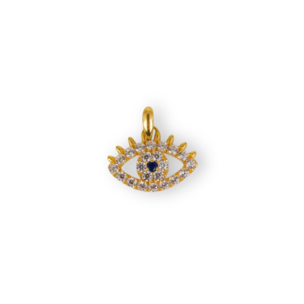 18K Gold Dainty Eye Pendant