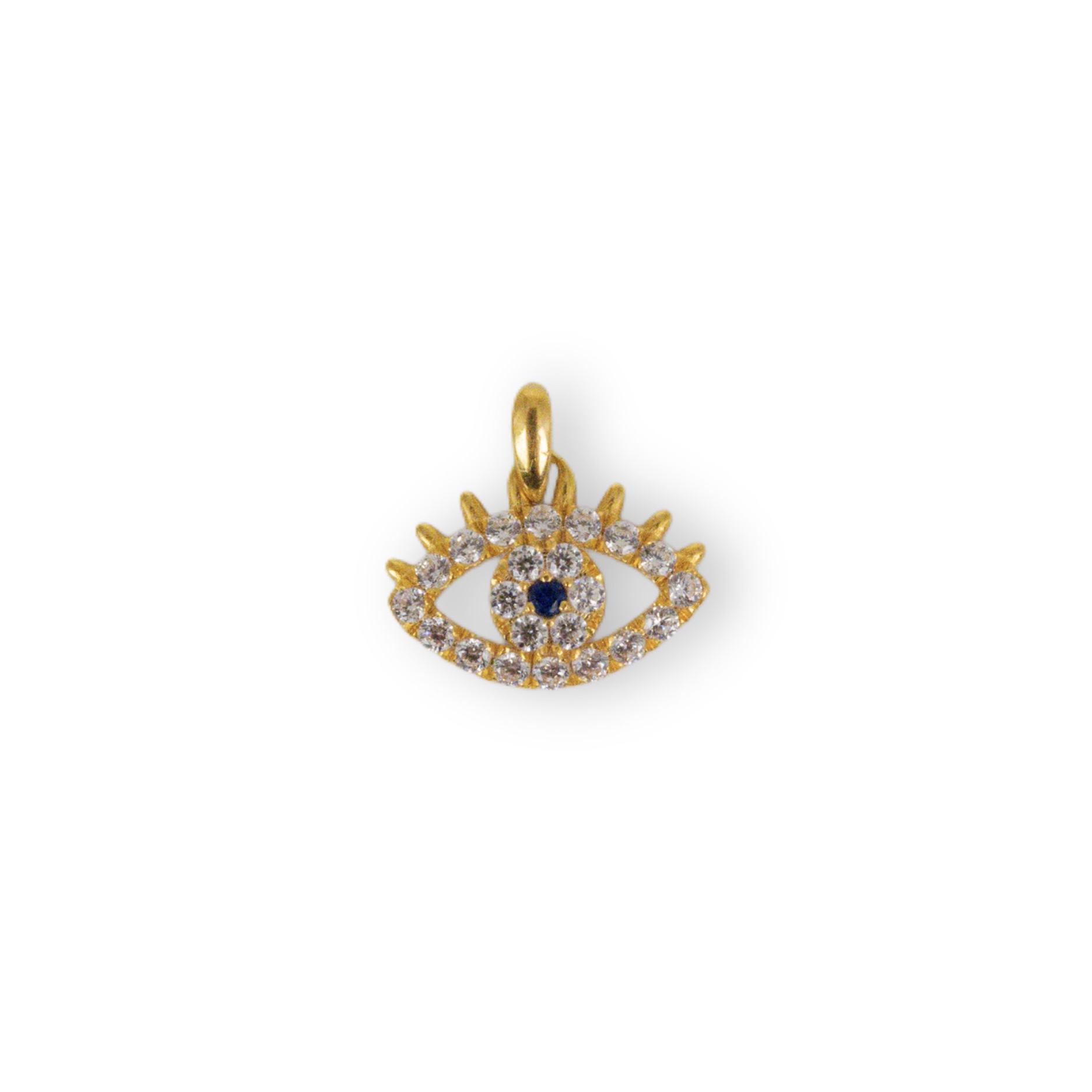18K Gold Dainty Eye Pendant